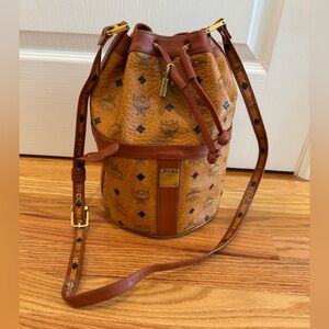 Authentic Vintage MCM Brown and Tan Bucket Bag